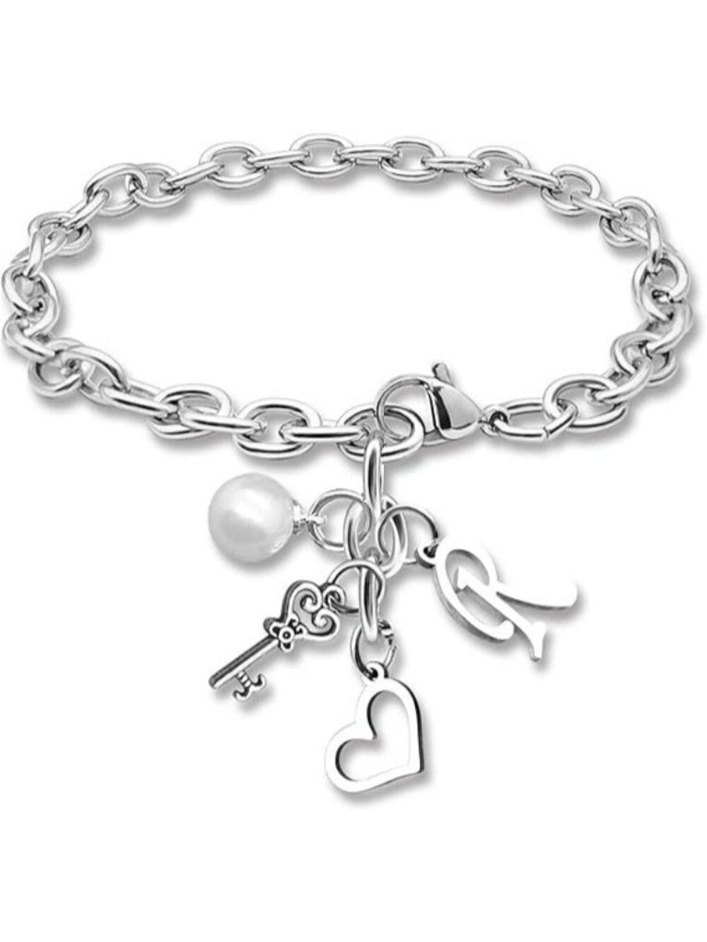Letter R Initial Bracelet Stainless Steel Chain Bracelet Alphabet